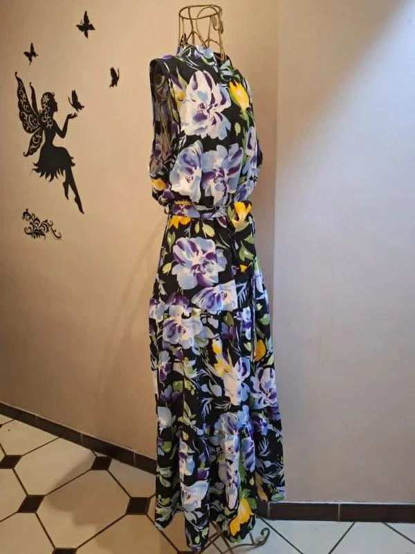Vestido largo con motivos florales – photo 3